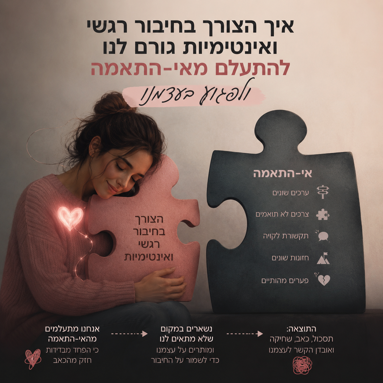 איך הצורך בחיבור רגשי ואינטימיות גורם לנו להתעלם מאי-התאמה ולפגוע בעצמנו
